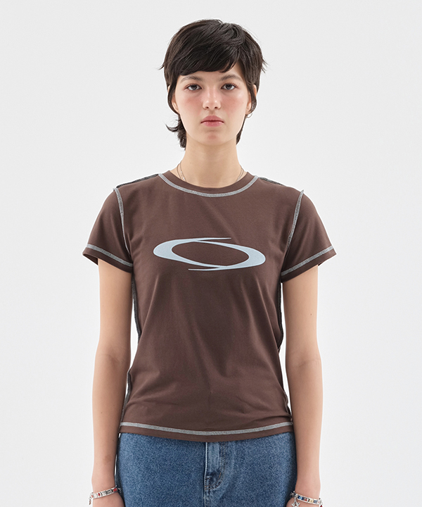 NOI1254 stitch logo t-shirts (brown)