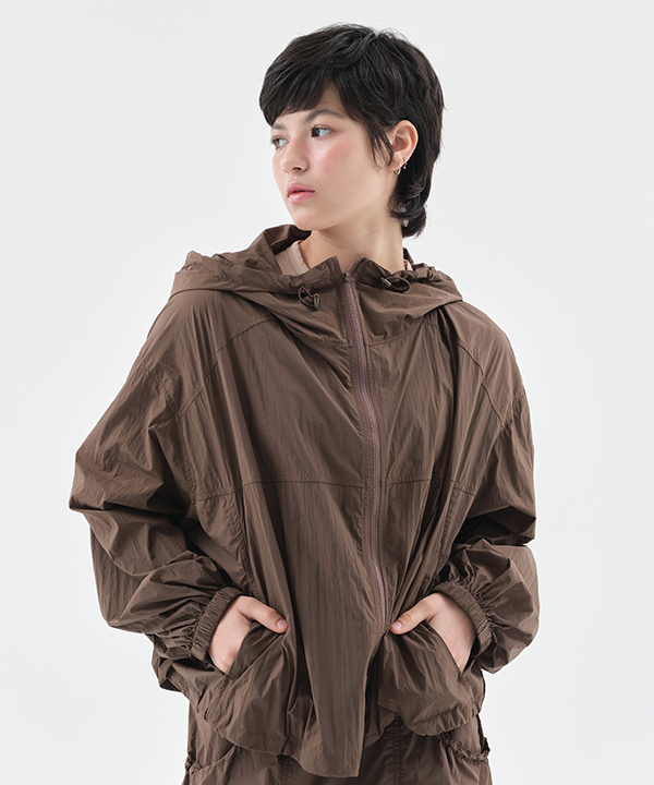 NOI1272 nylon hoodie wind jacket (brown)