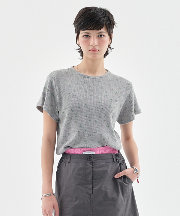 NOI1256 flower waffle t-shirts (gray)