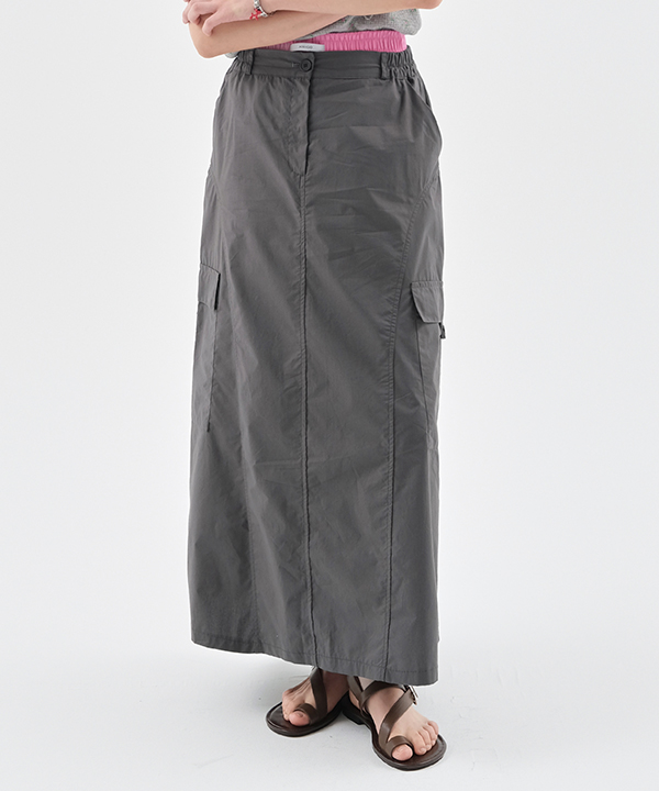 NOI1276 incision maxi skirt (charcoal)